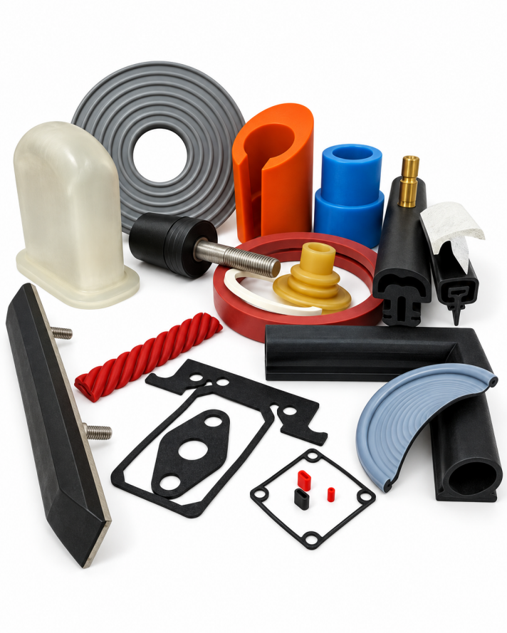 Ensemble de pièces techniques fabriquées par ACI Rubber